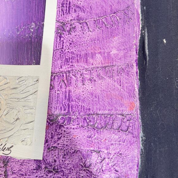 Jose Luis Gonzalez Unframed Painting Tropical Purple Silver White ~61" x ~43.5" - Picture 5 of 16